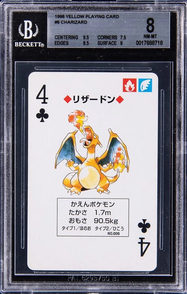 1996 Nintendo Pokemon Yellow Playing Card Charizard #006 card image