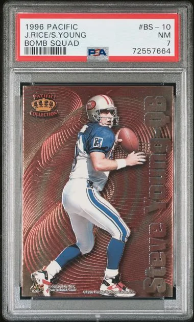 1996 Pacific Bomb Squad Jerry Rice/Steve Young #BS-10 card image