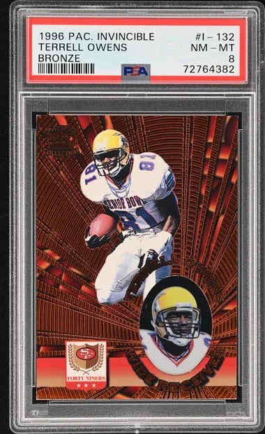 1996 Pacific Invincible Bronze Terrell Owens #I-132 card image