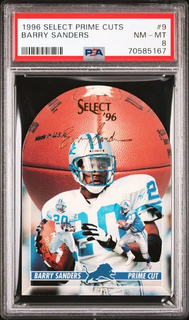 1996 Panini Select Barry Sanders Prime Cuts #9 card image