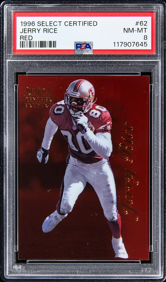 1996 Panini Select Jerry Rice Certified Red #62 card image