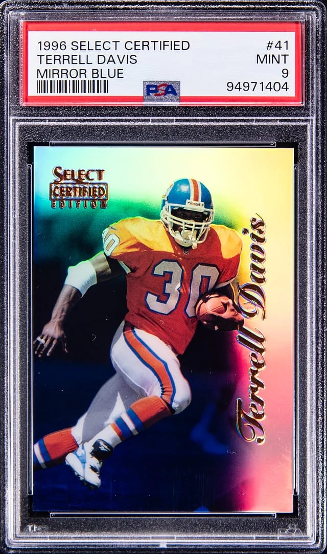 1996 Panini Select Terrell Davis Certified Mirror Blue #41 card image