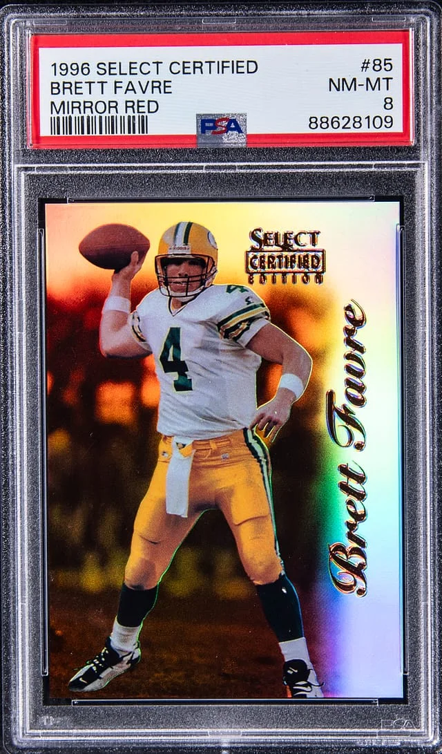 1996 Pinnacle Brett Favre Select Certified Mirror Red #85 card image