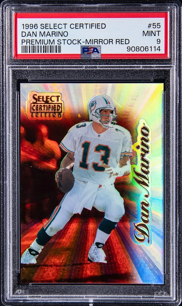 1996 Pinnacle Dan Marino Select Certified Premium Stock Mirror Red #55 card image