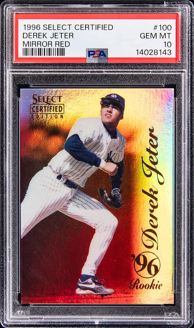 1996 Pinnacle Derek Jeter Select Certified Mirror Red #100 card image