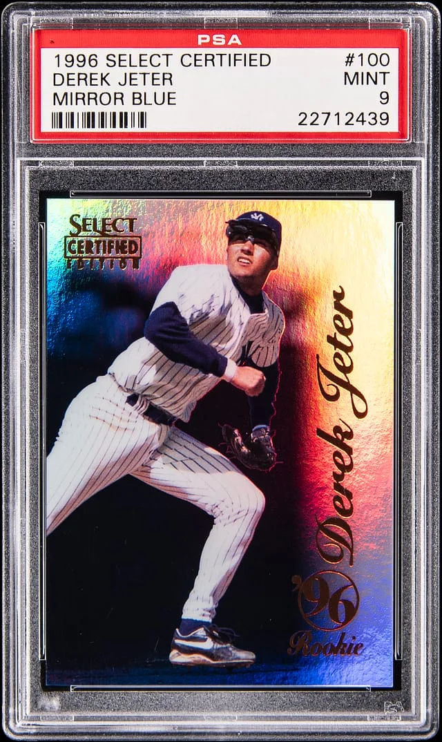 1996 Pinnacle Derek Jeter (/45) Select Certified Mirror Blue #100 card image