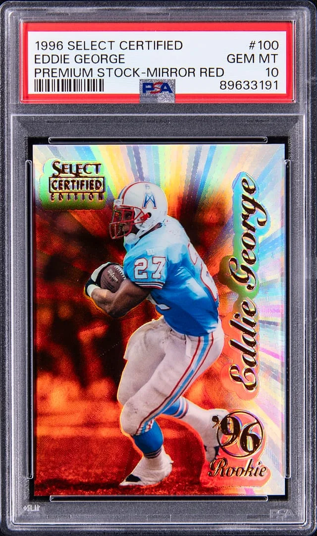 1996 Pinnacle Eddie George Select Certified Mirror Red #100 card image