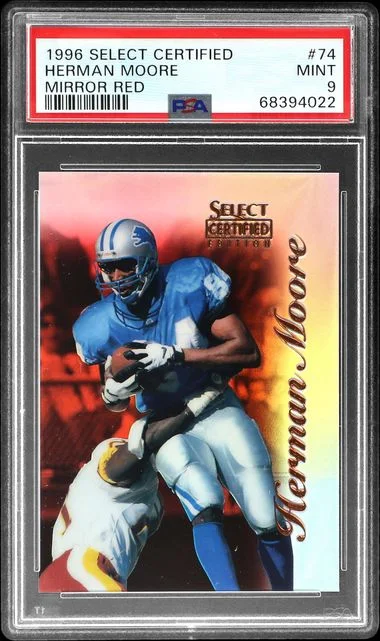 1996 Pinnacle Herman Moore Select Certified Mirror Red #74 card image