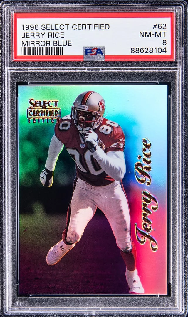 1996 Pinnacle Jerry Rice Select Certified Mirror Blue #62 card image