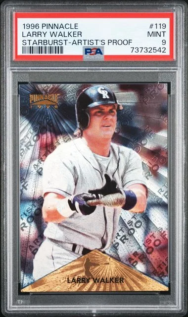 1996 Pinnacle Larry Walker Starburst Artist's Proof #119 card image