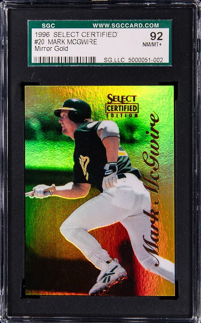1996 Pinnacle Mark McGwire Select Certified Mirror Gold #20 card image