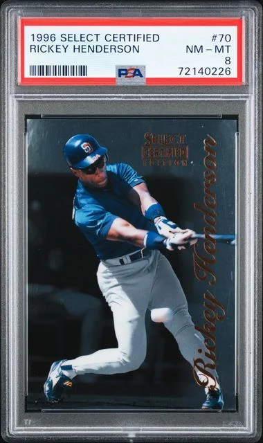 1996 Pinnacle Rickey Henderson Select Certified #70 card image