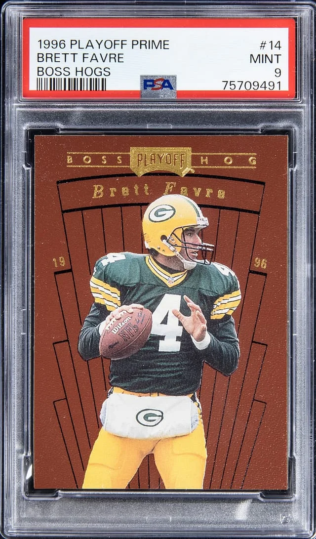1996 Playoff Brett Favre Prime Boss Hogs #14 card image