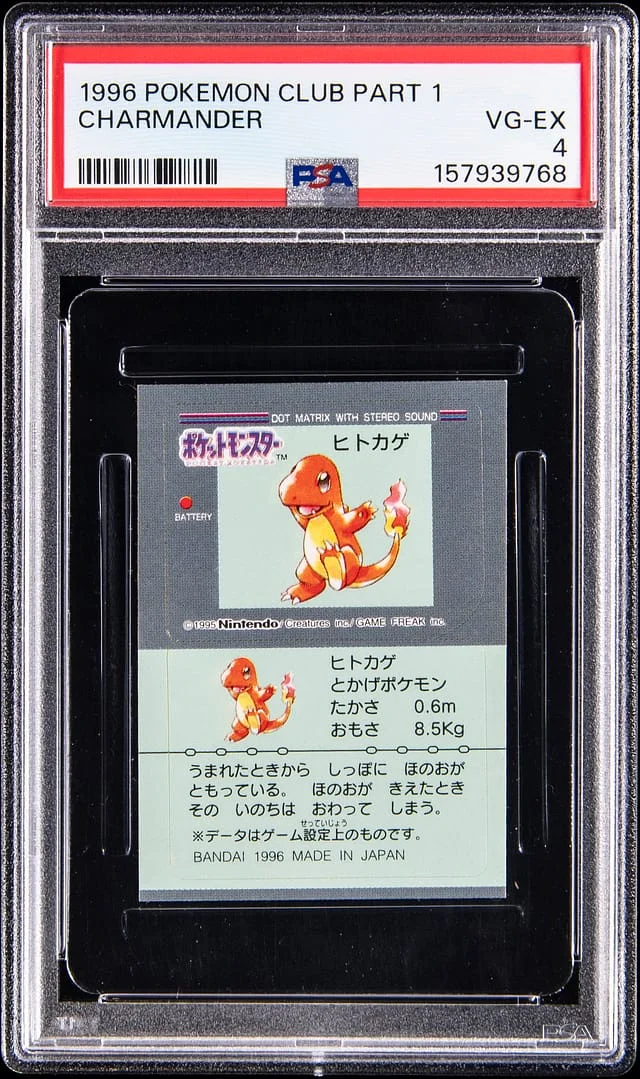 1996 Pokemon Club Part Charmander #1 card image