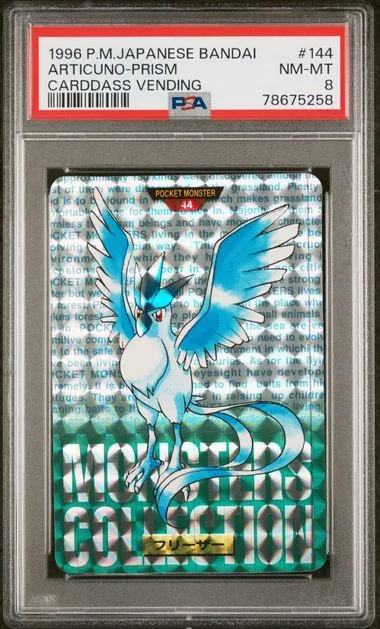 1996 Pokemon Japanese Bandai Carddass Vending Articuno-Prism #144 card image