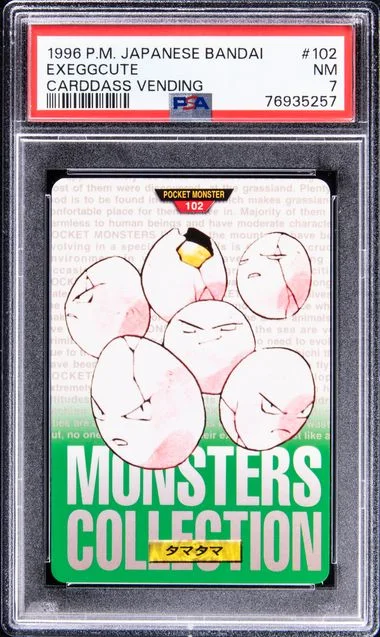 1996 Pokemon Japanese Bandai Carddass Vending Exeggcute #102 card image