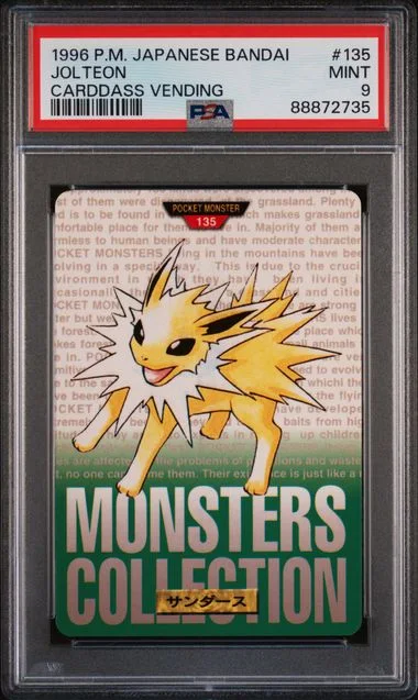 1996 Pokemon Japanese Bandai Carddass Vending Jolteon #135 card image