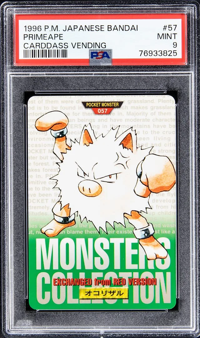 1996 Pokemon Japanese Bandai Carddass Vending Primeape #57 card image