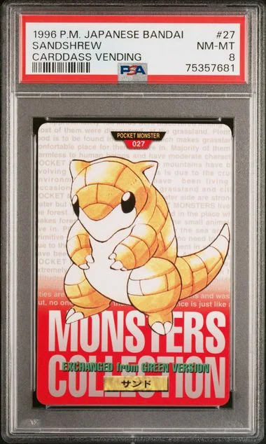 1996 Pokemon Japanese Bandai Carddass Vending Sandshrew #27 card image