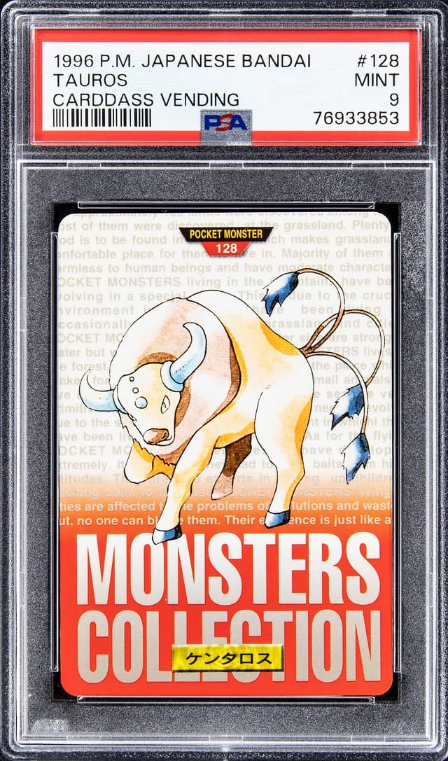 1996 Pokemon Japanese Bandai Carddass Vending Tauros #128 card image