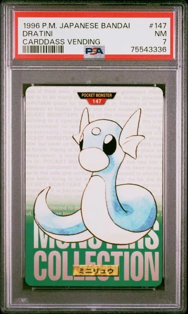 1996 Pokemon Pocket Monster Japanese Bandai Carddass Vending Dratini #147 card image