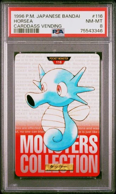 1996 Pokemon Pocket Monster Japanese Bandai Carddass Vending Horsea #116 card image