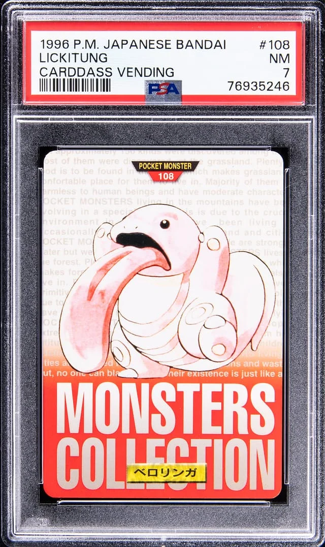 1996 Pokemon Pocket Monster Japanese Bandai Carddass Vending Lickitung #108 card image