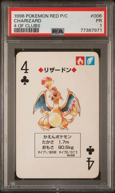 1996 Pokemon Red Version Playing Cards 4 Of Clubs Charizard #006 card image