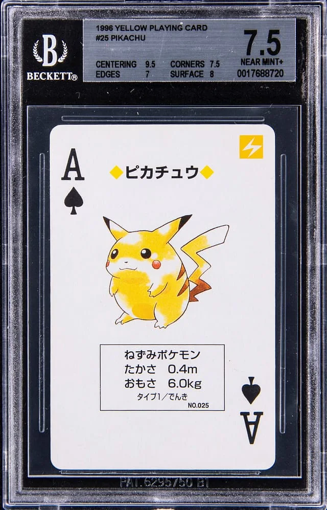 1996 Pokemon Yellow Playing Card Pikachu #025 card image