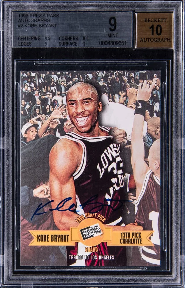 1996 Press Pass Autographs Kobe Bryant #2 card image