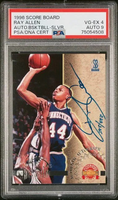 1996 Score Board Autographed Basketball Silver-D.G. Only Ray Allen #no-number card image