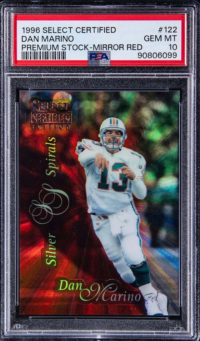 1996 Select Dan Marino Certified Premium Stock Mirror Red #122 card image