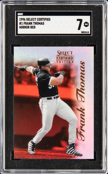 1996 Select Frank Thomas Certified Mirror Red #1 card image