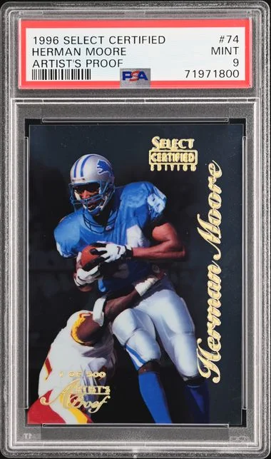 1996 Select Herman Moore Certified Artist's Proof #74 card image