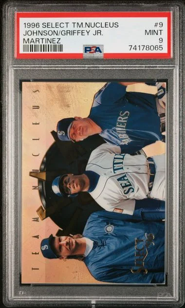1996 Select Ken Griffey Jr./Randy Johnson/Edgar Martinez Team Nucleus #9 card image