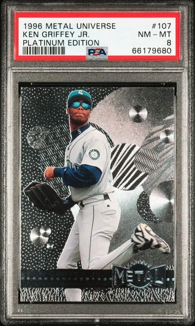 1996 SkyBox Metal Universe Ken Griffey Jr. Platinum Edition #107 card image