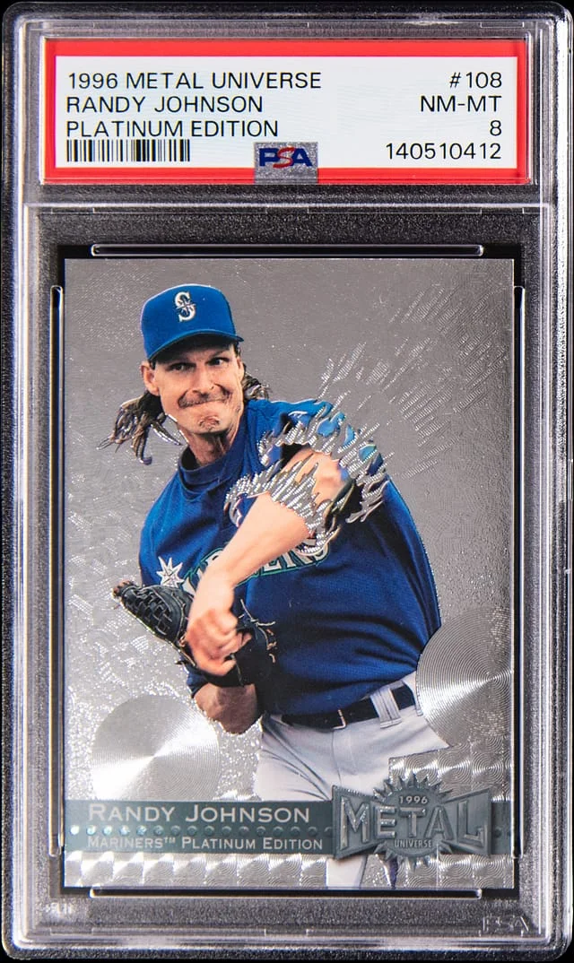 1996 SkyBox Metal Universe Randy Johnson Platinum Edition #108 card image