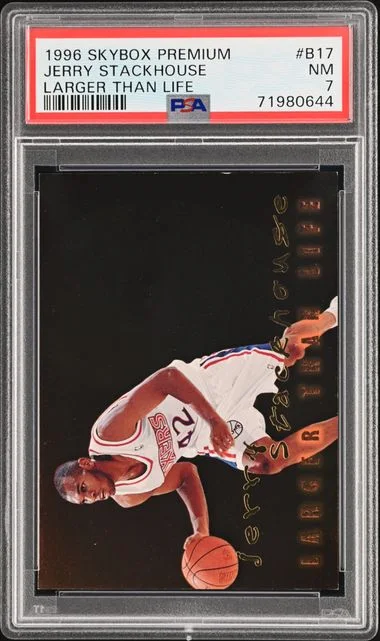 1996 SkyBox Premium Jerry Stackhouse Larger Than Life #B17 card image