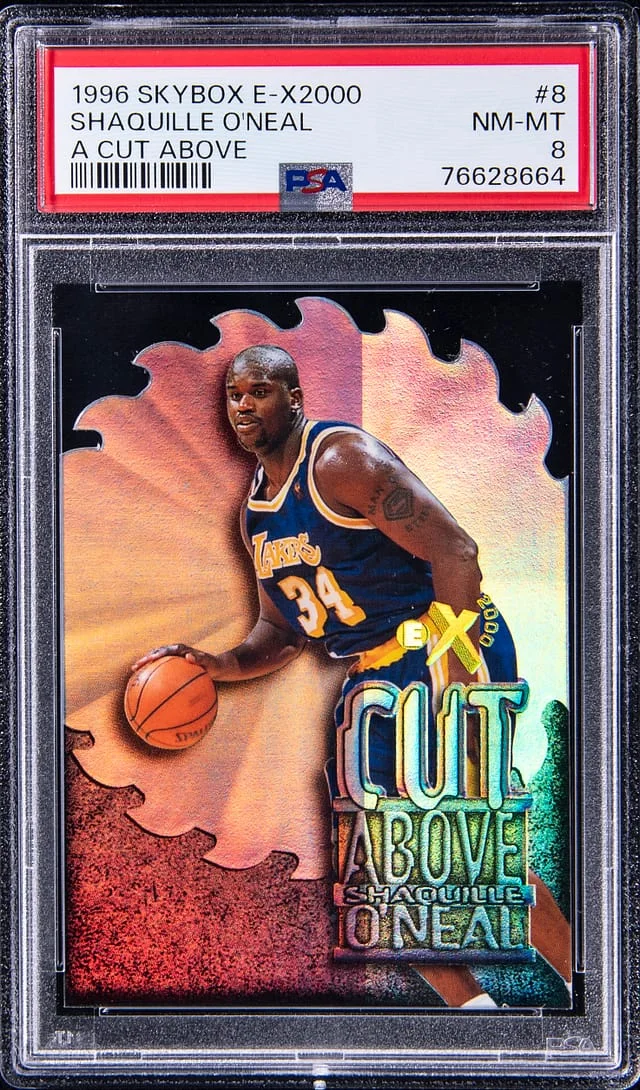 1996 SkyBox Shaquille O'Neal Die-Cut E-X2000 A Cut Above #8 card image