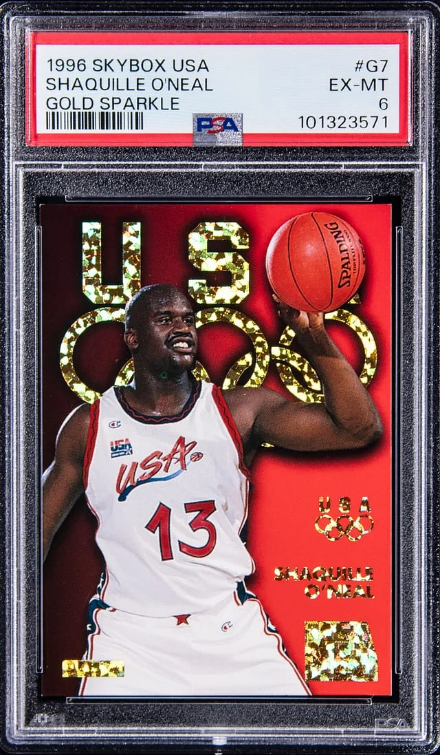 1996 SkyBox Shaquille O'Neal USA Gold Sparkle #G7 card image