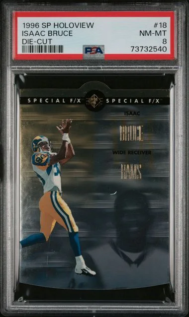 1996 SP Holoview Die-Cut Isaac Bruce #18 card image