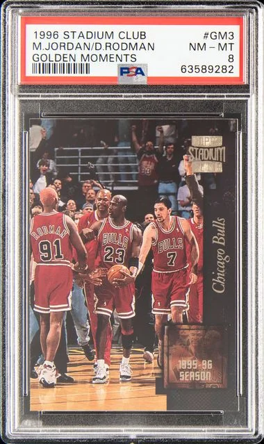 1996 Stadium Club Dennis Rodman/Michael Jordan Golden Moments #Gm3 card image