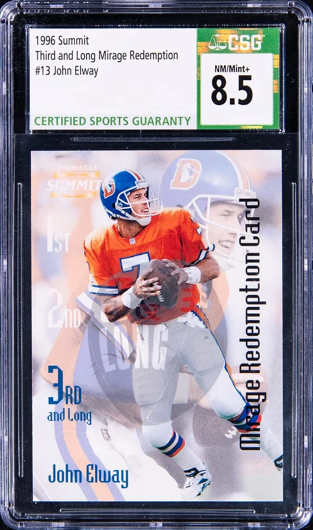 1996 Summit Third and Long Mirage Redemption John Elway #13 card image