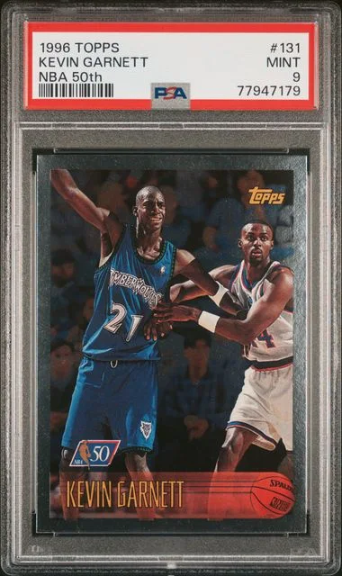 1996 Topps 131 Kevin Garnett NBA #50Th card image