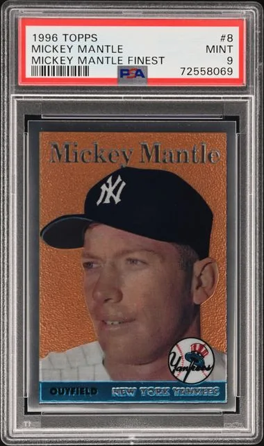 1996 Topps 1958 Topps Reprint Mickey Mantle Finest #8 card image