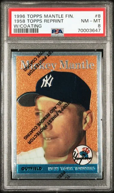 1996 Topps 1958 Topps Reprint W/Coating Mantle Finest #8 card image