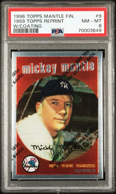 1996 Topps 1959 Topps Reprint Mantle Finest W/Coating #9 card image