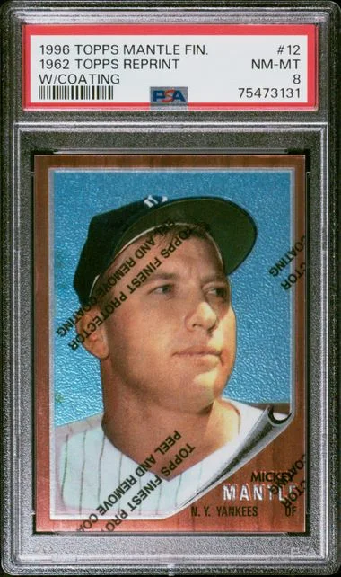 1996 Topps 1962 Topps Reprint Mantle Finest W/Coating #12 card image