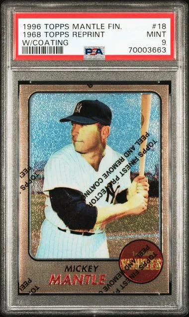 1996 Topps 1968 Topps Reprint Mantle Finest W/Coating #18 card image