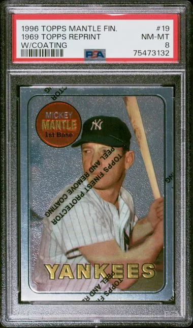 1996 Topps 1969 Topps Reprint Mantle Finest W/Coating #19 card image